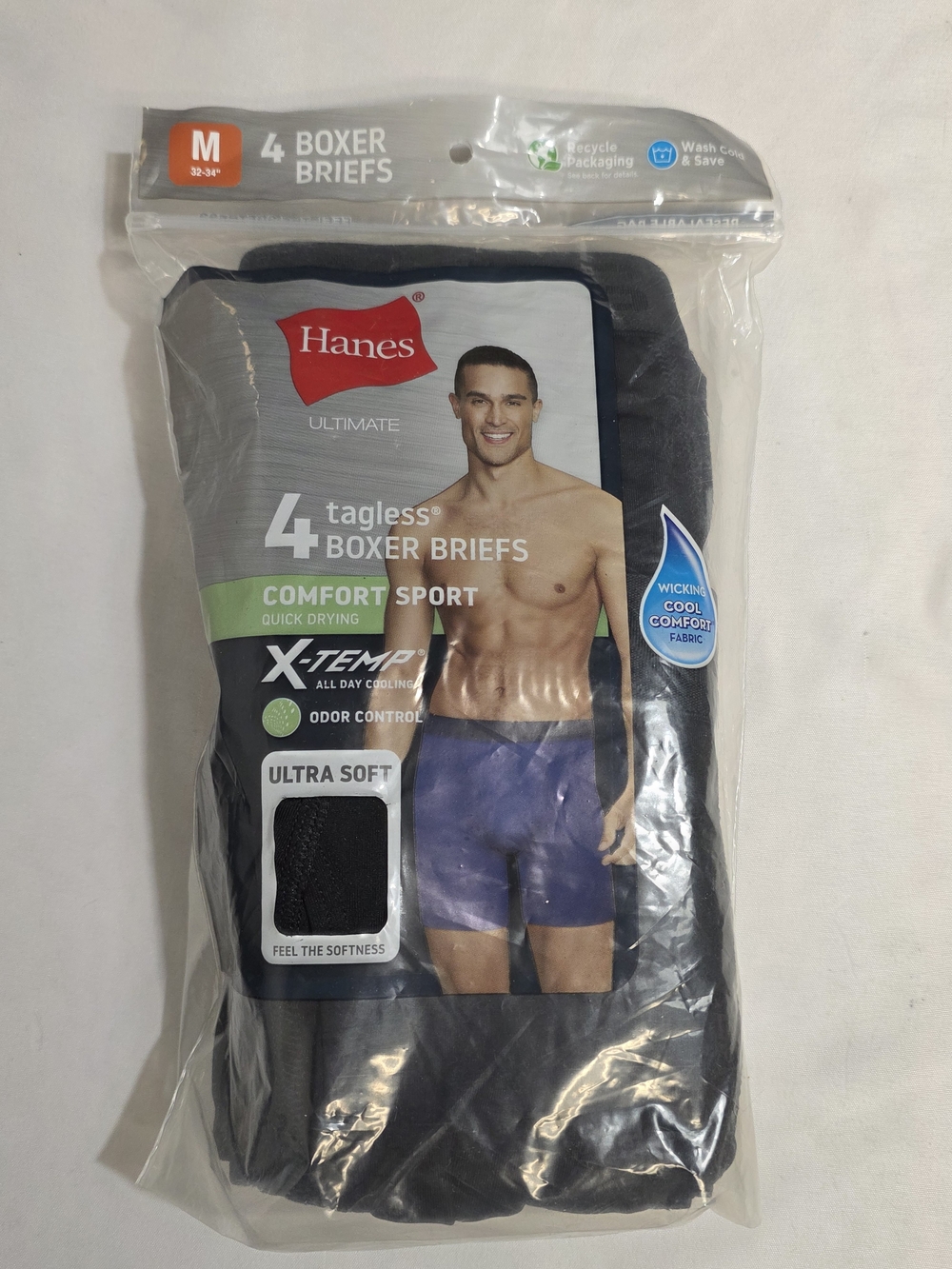 Hanes Comfort Sport Mens Size Medium Tagless X-Temp Boxer Briefs